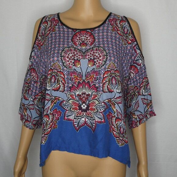 TopShop Floral Cold Shoulder Boho Blouse Shirt Top - Picture 2 of 12